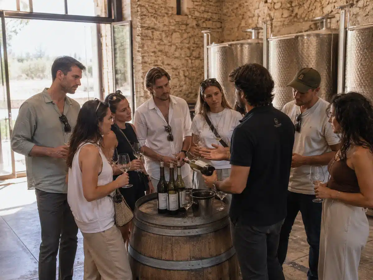Cata de vino en grupo en una bodega