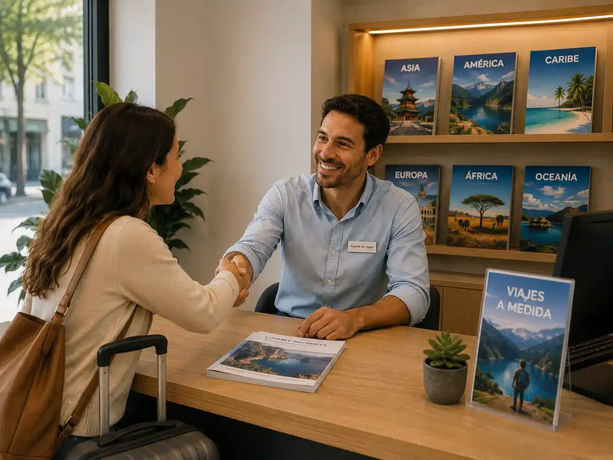 Cliente fiel volviendo a su agencia de viajes de confianza