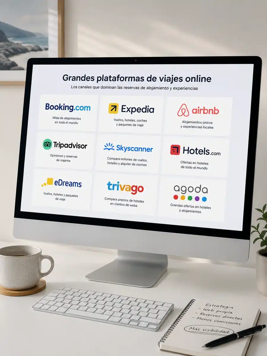 Grandes plataformas de viajes online en una pantalla