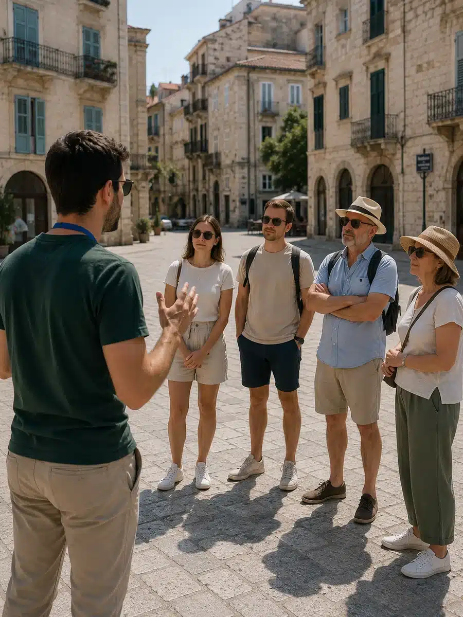 Guía esperando con pocas plazas ocupadas entre semana