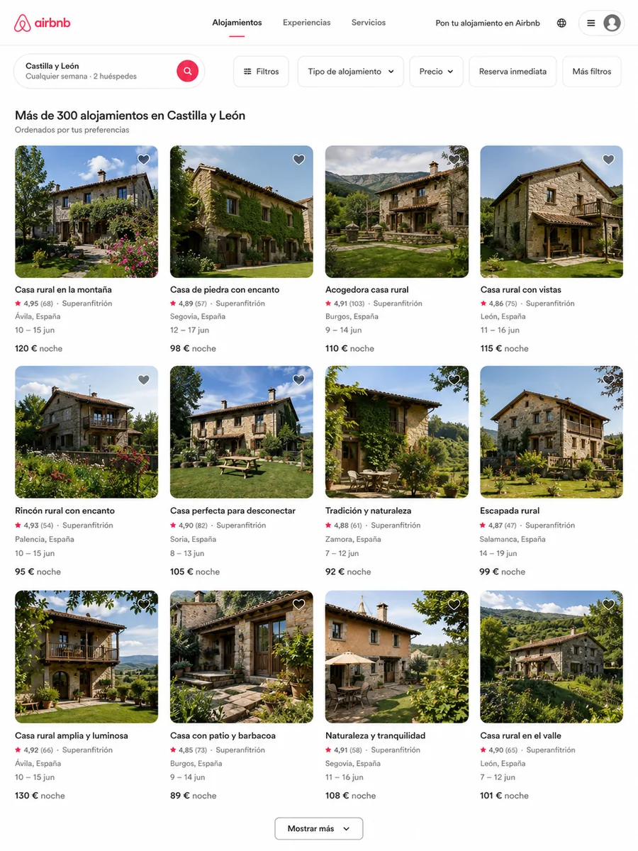 Muchas casas rurales compitiendo en un listado