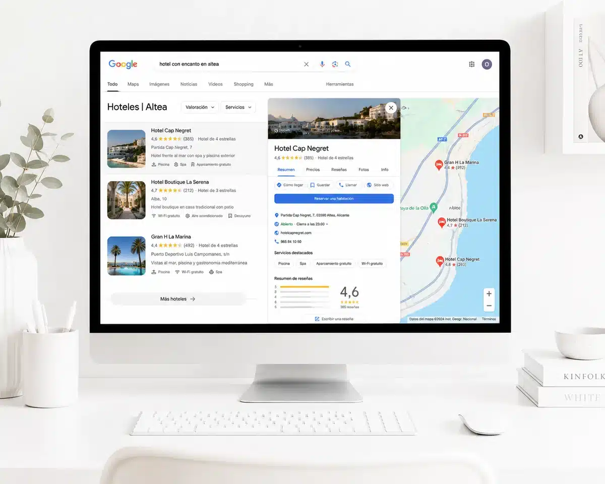 Ficha de Google Maps de un negocio turístico en las búsquedas locales