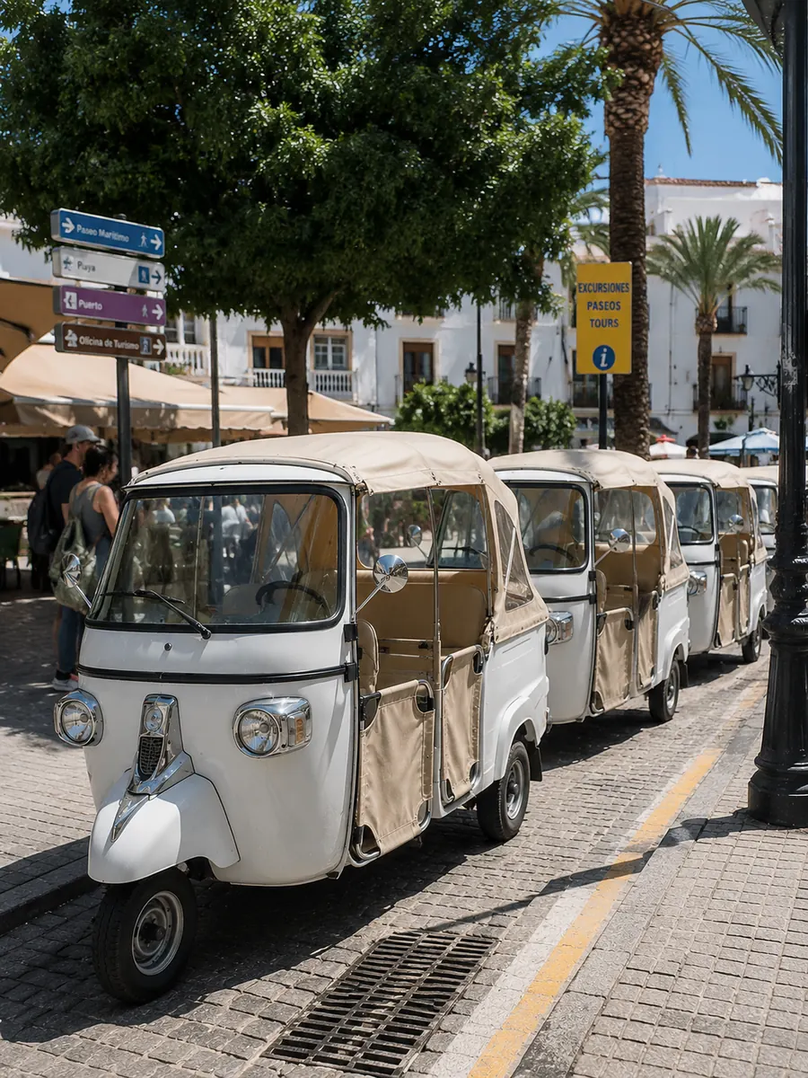 Varios tuk-tuks iguales sin identidad propia en la calle